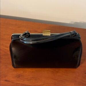 vintage Black Patent Leather Clutch